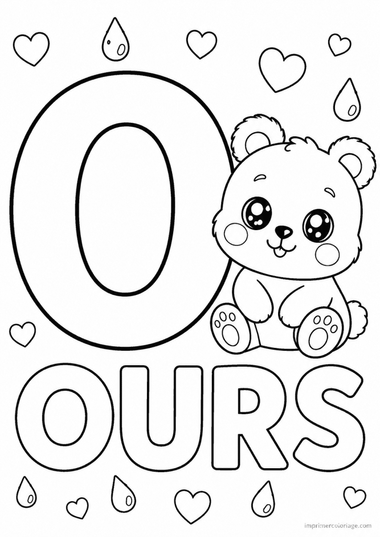 coloriage lettre o ours - dessin gratuit &agrave; imprimer