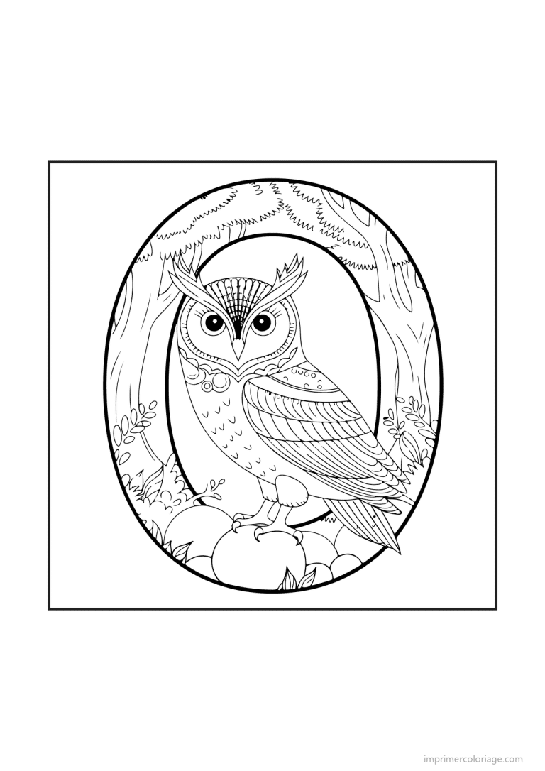 coloriage lettre o scene illustree - dessin gratuit &agrave; imprimer