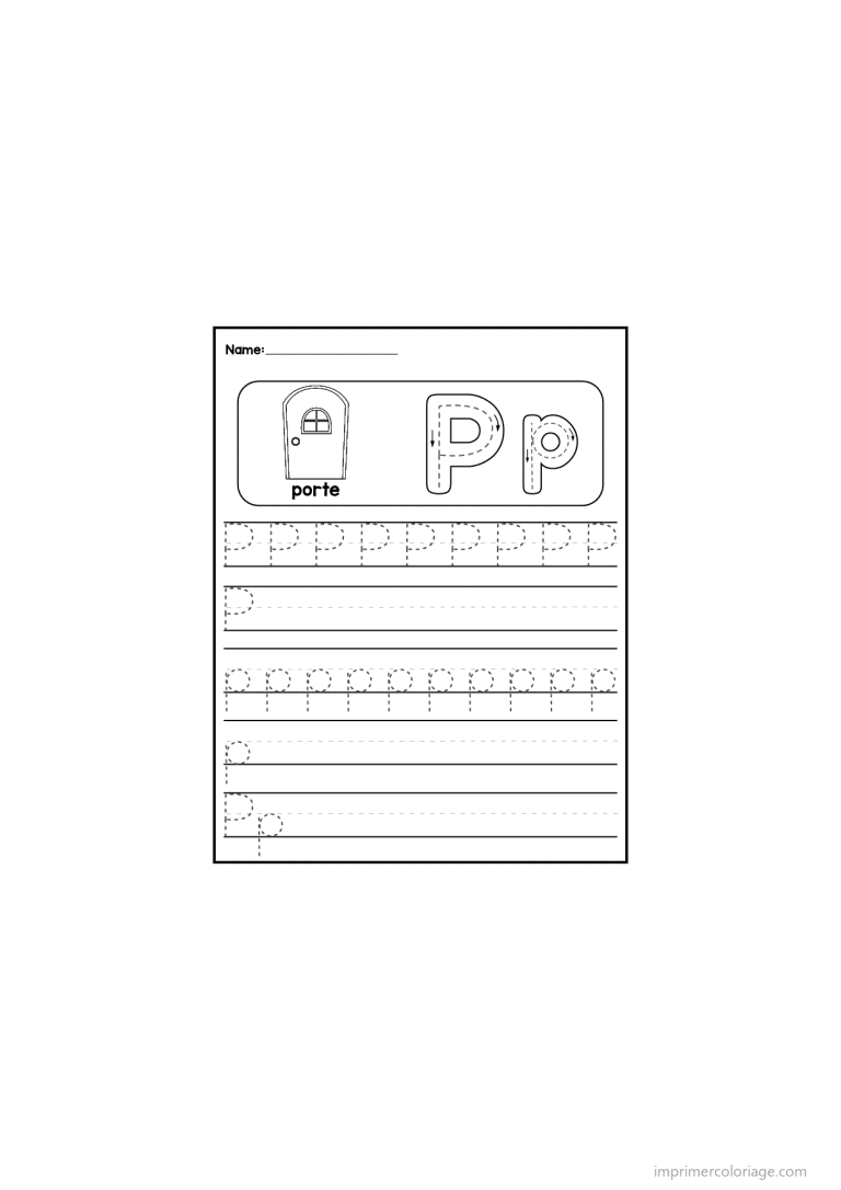 coloriage lettre p ecriture - dessin gratuit &agrave; imprimer