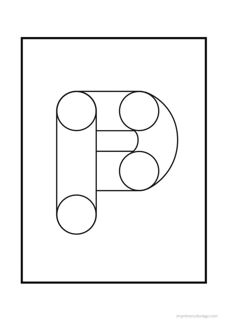 coloriage lettre p geometrique - dessin gratuit &agrave; imprimer