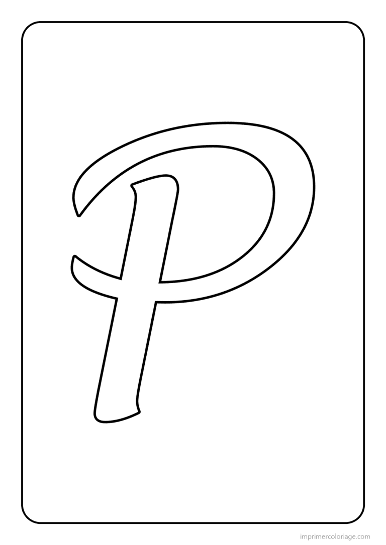 coloriage lettre p majuscule cursive - dessin gratuit &agrave; imprimer