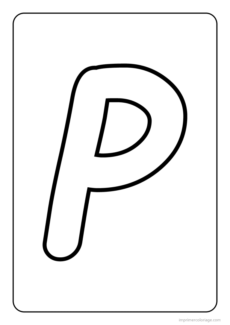 coloriage lettre p majuscule gros traits - dessin gratuit &agrave; imprimer