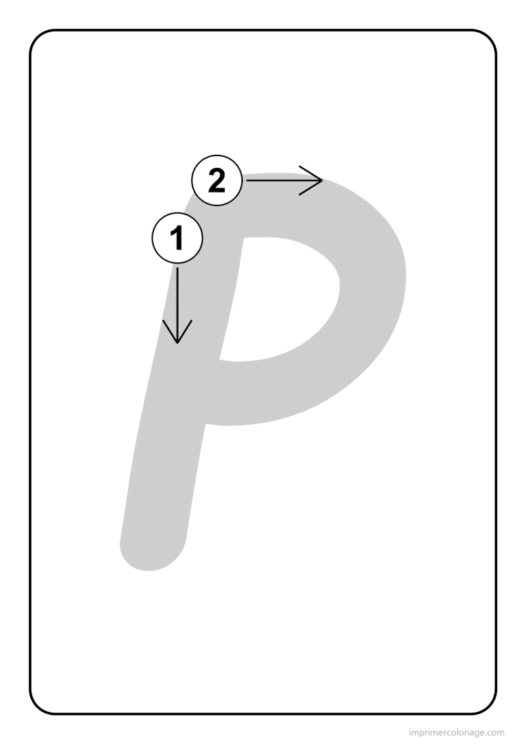coloriage lettre p majuscule sens du trace - dessin gratuit &agrave; imprimer