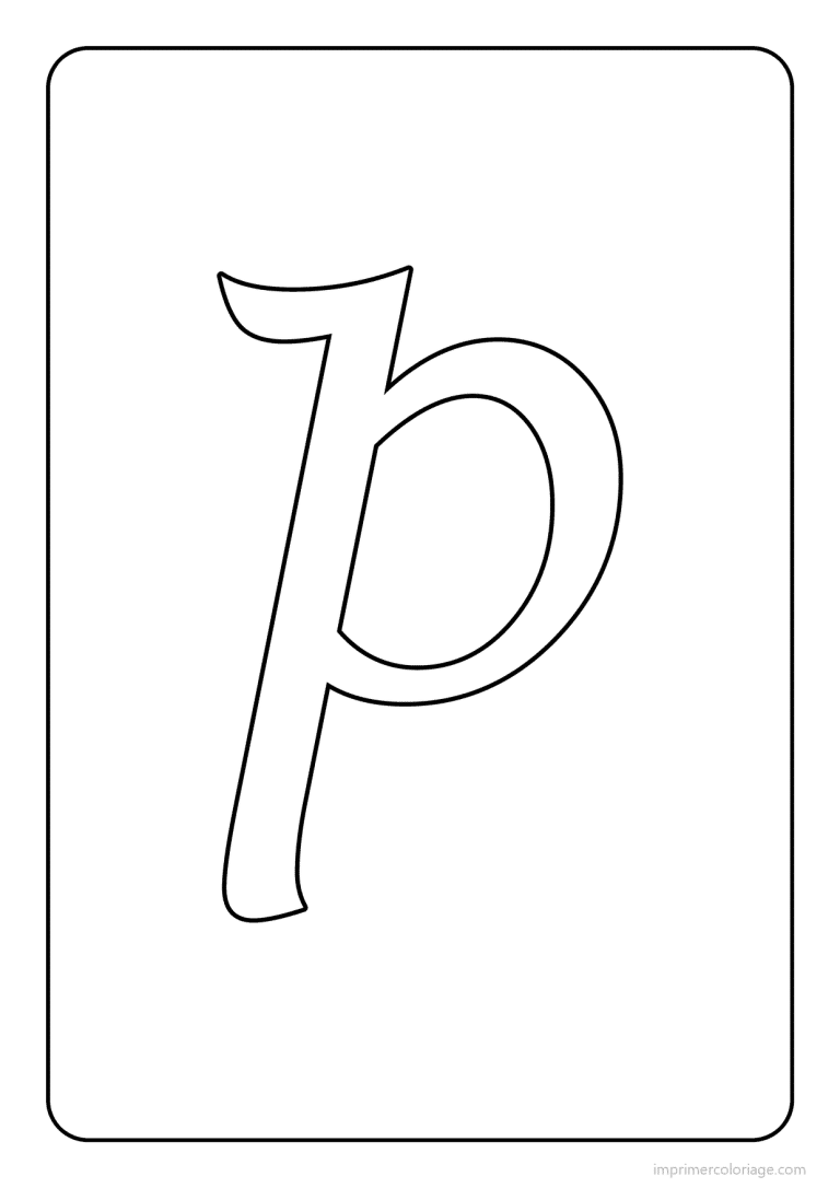 coloriage lettre p minuscule cursive - dessin gratuit &agrave; imprimer