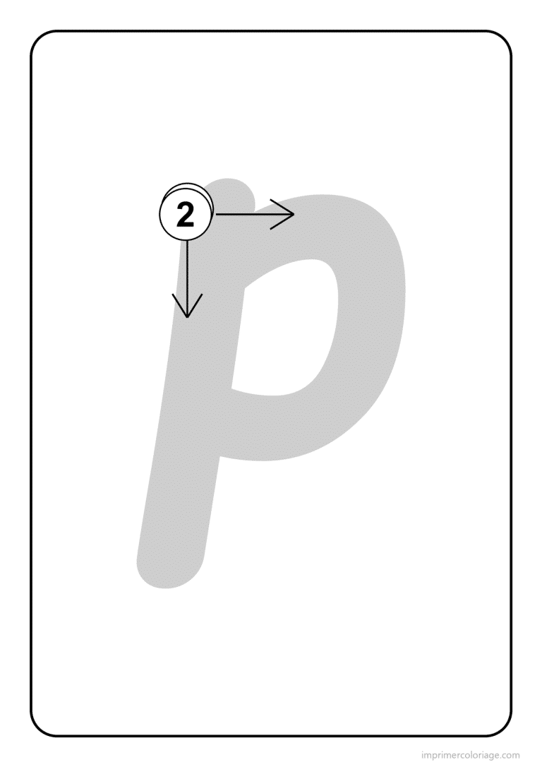 coloriage lettre p minuscule sens du trace - dessin gratuit &agrave; imprimer