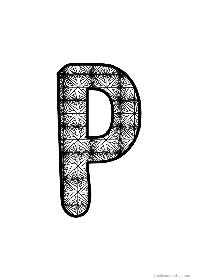 coloriage lettre p motif fleuri - dessin gratuit &agrave; imprimer