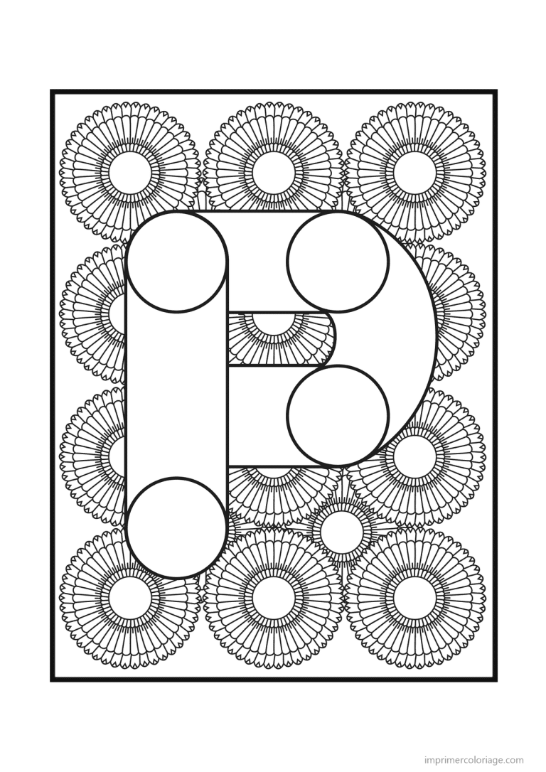 coloriage lettre p rosaces - dessin gratuit &agrave; imprimer