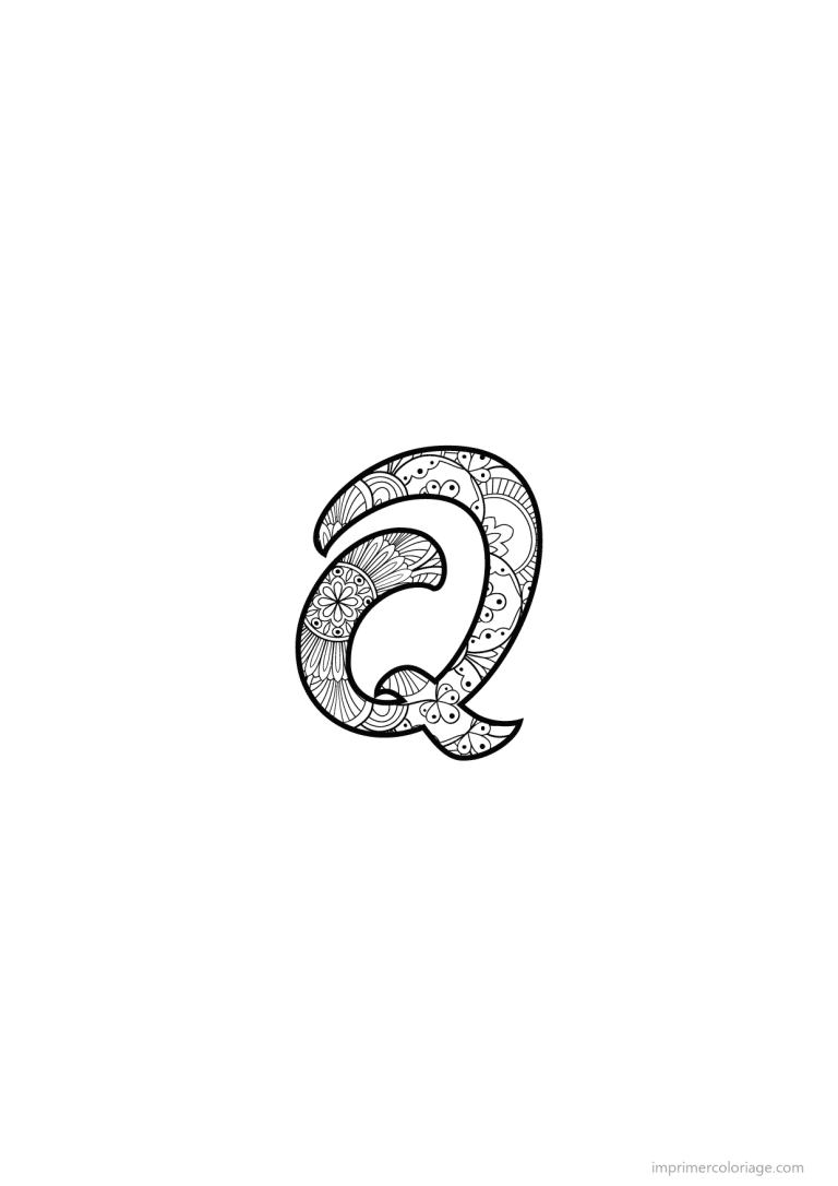 coloriage lettre q calligraphie - dessin gratuit &agrave; imprimer