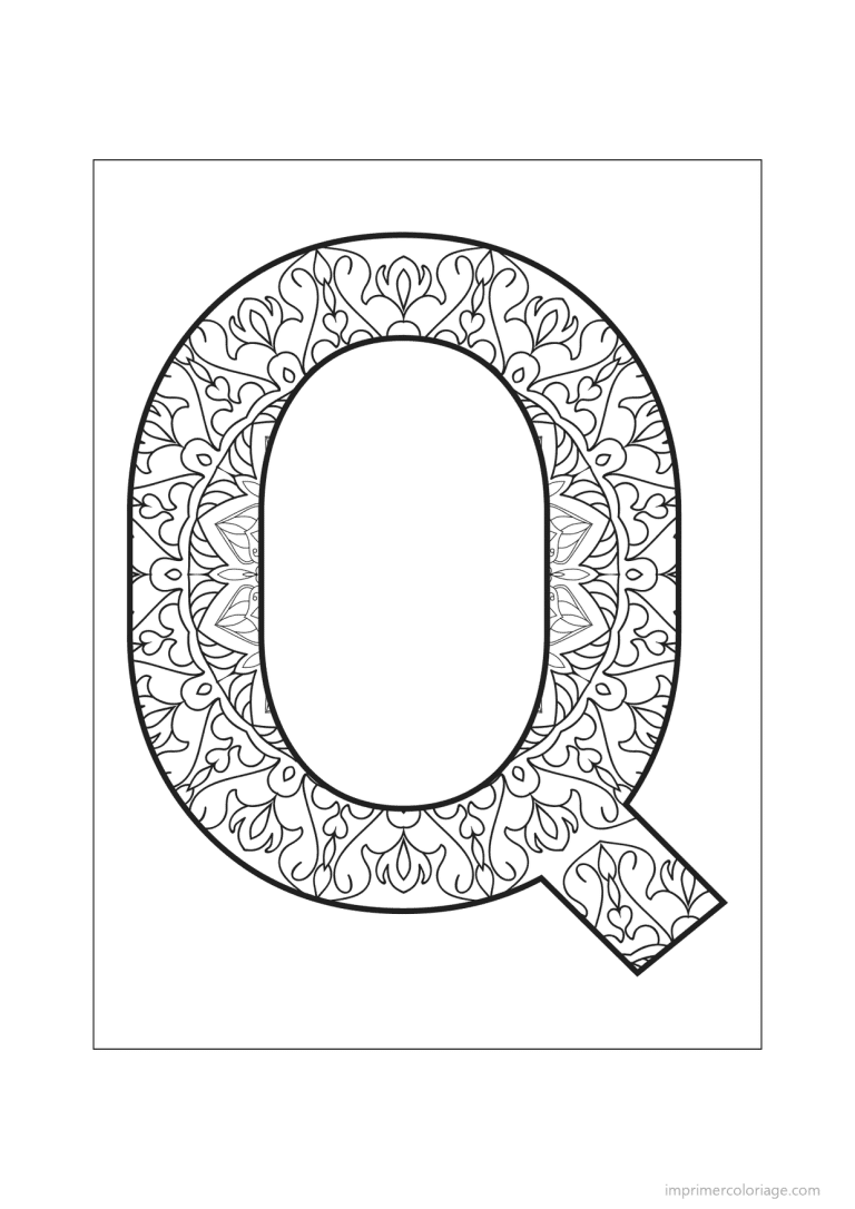 coloriage lettre q mandala - dessin gratuit &agrave; imprimer