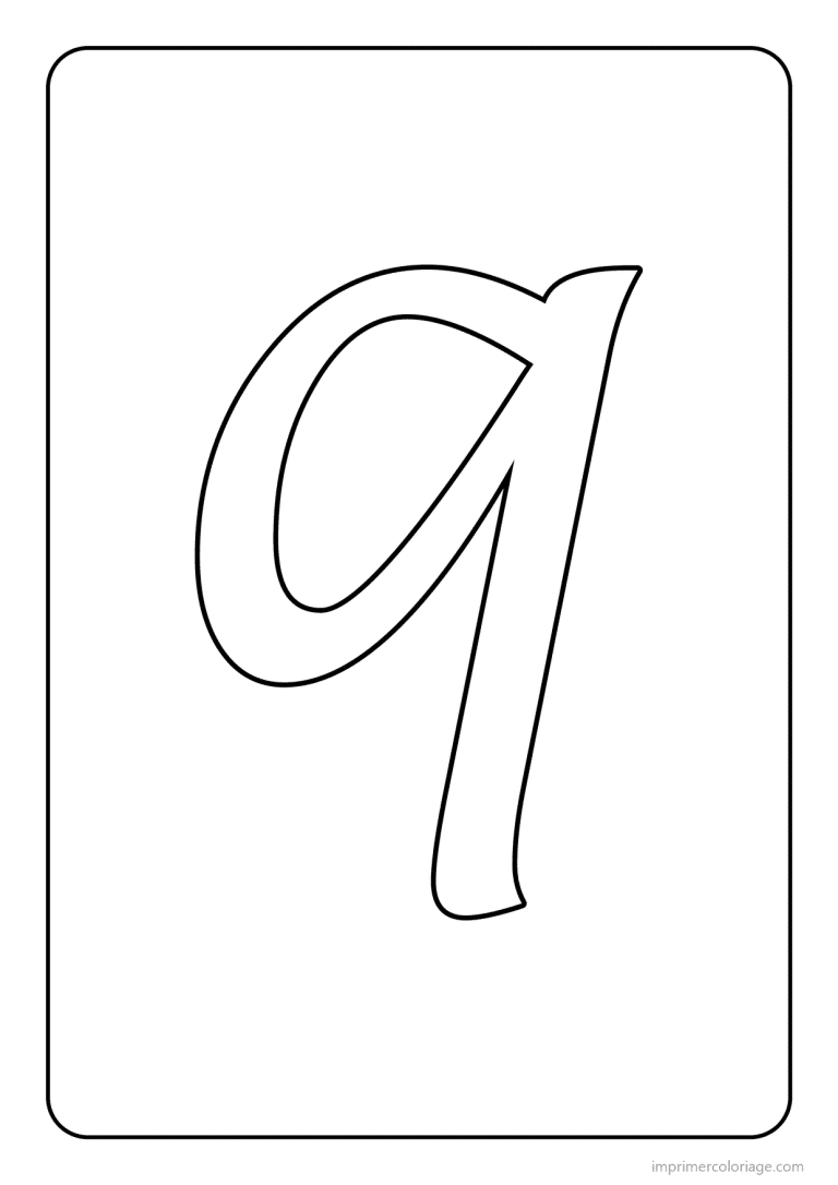 coloriage lettre q minuscule cursive - dessin gratuit &agrave; imprimer