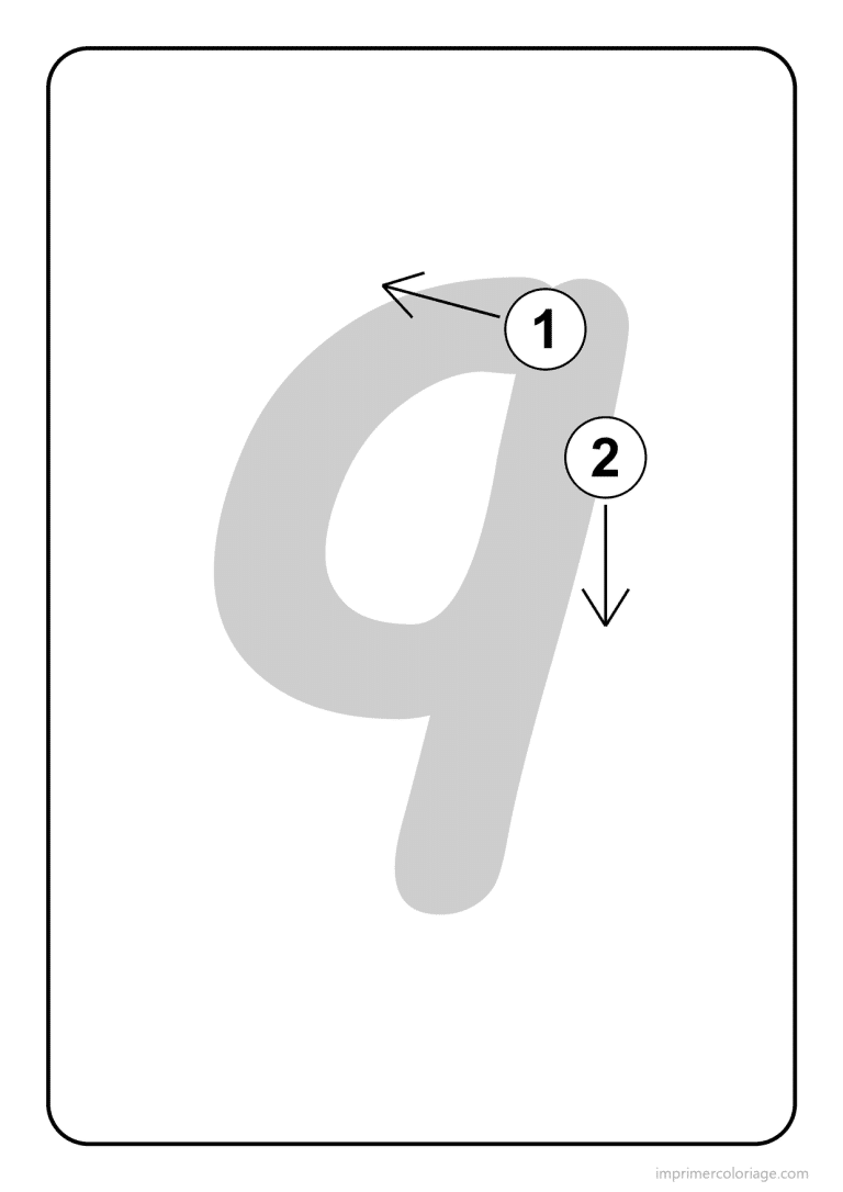 coloriage lettre q minuscule sens du trace - dessin gratuit &agrave; imprimer