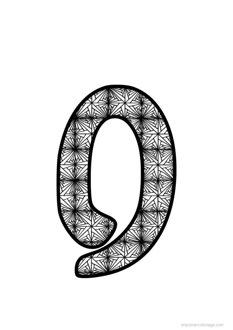coloriage lettre q motif fleuri - dessin gratuit &agrave; imprimer