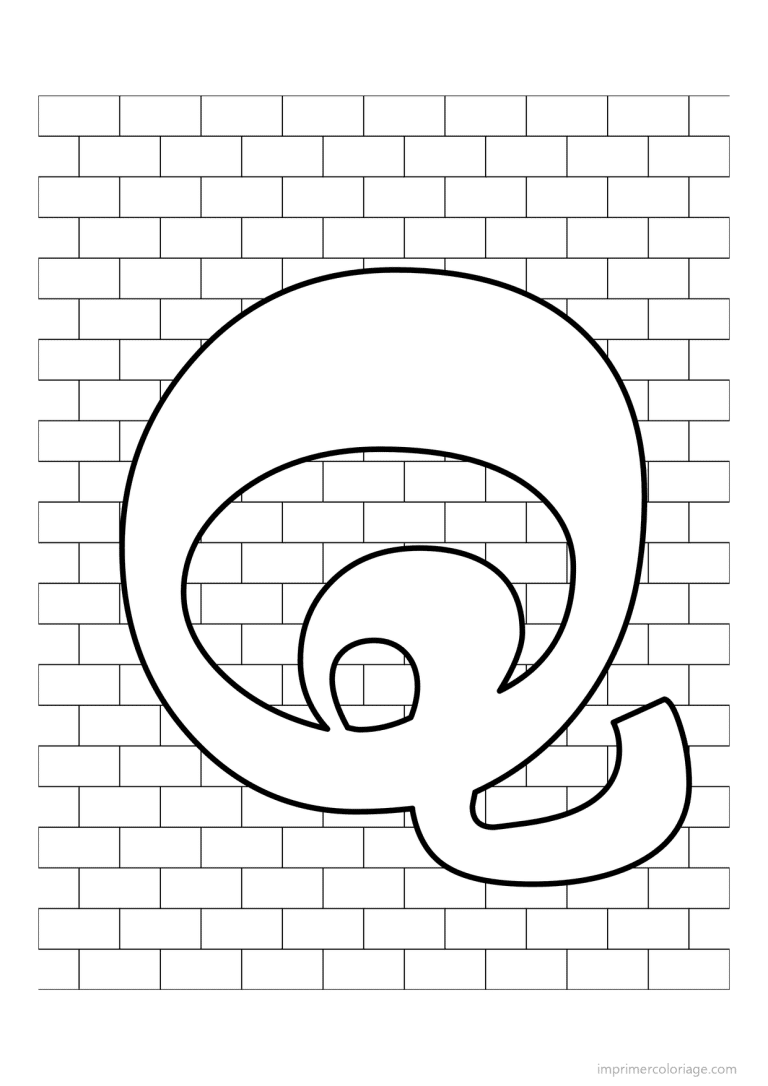 coloriage lettre q mur de briques - dessin gratuit &agrave; imprimer