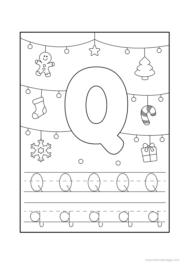 coloriage lettre q noel - dessin gratuit &agrave; imprimer