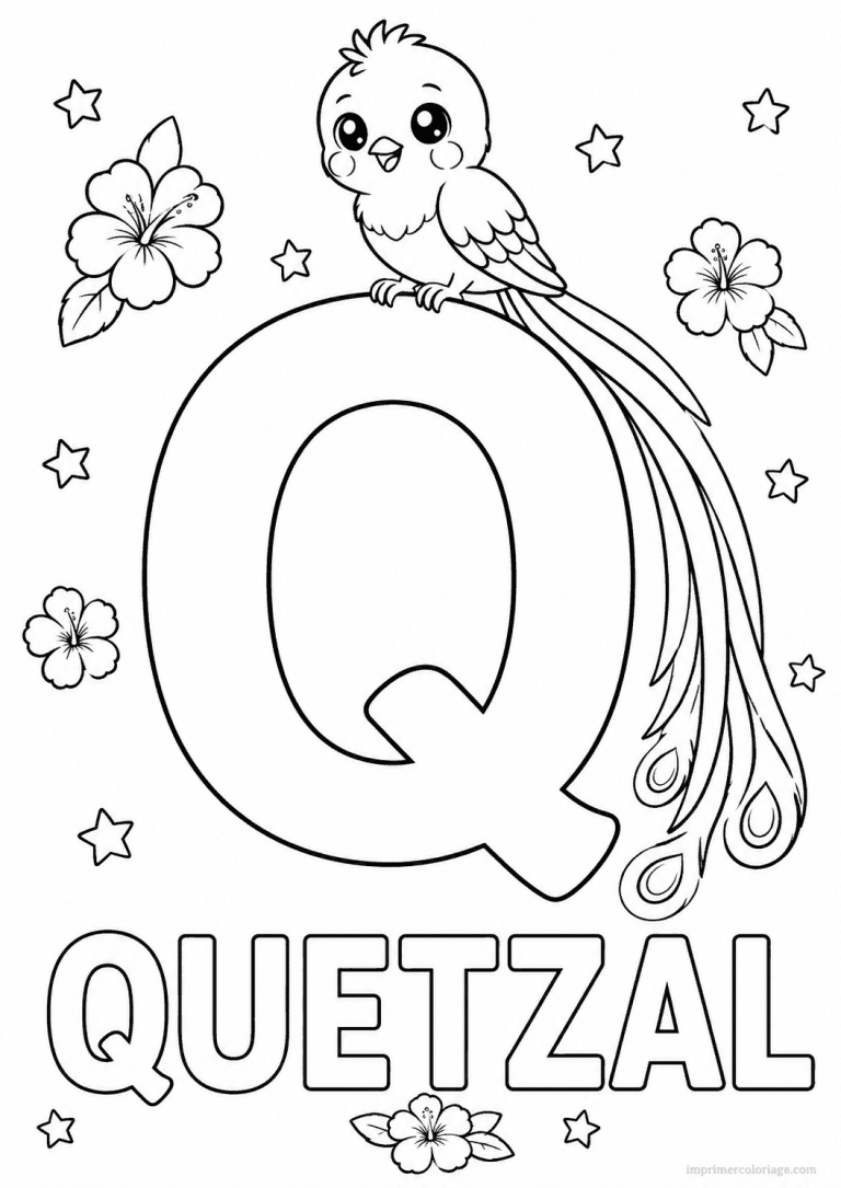 coloriage lettre q quetzal - dessin gratuit &agrave; imprimer