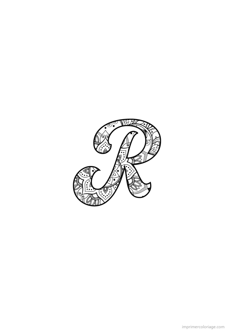 coloriage lettre r calligraphie - dessin gratuit &agrave; imprimer