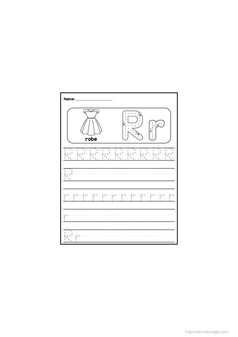 coloriage lettre r ecriture - dessin gratuit &agrave; imprimer