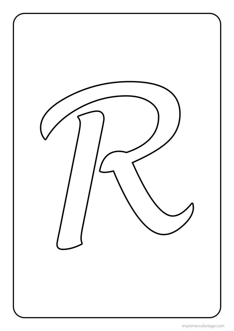 coloriage lettre r majuscule cursive - dessin gratuit &agrave; imprimer