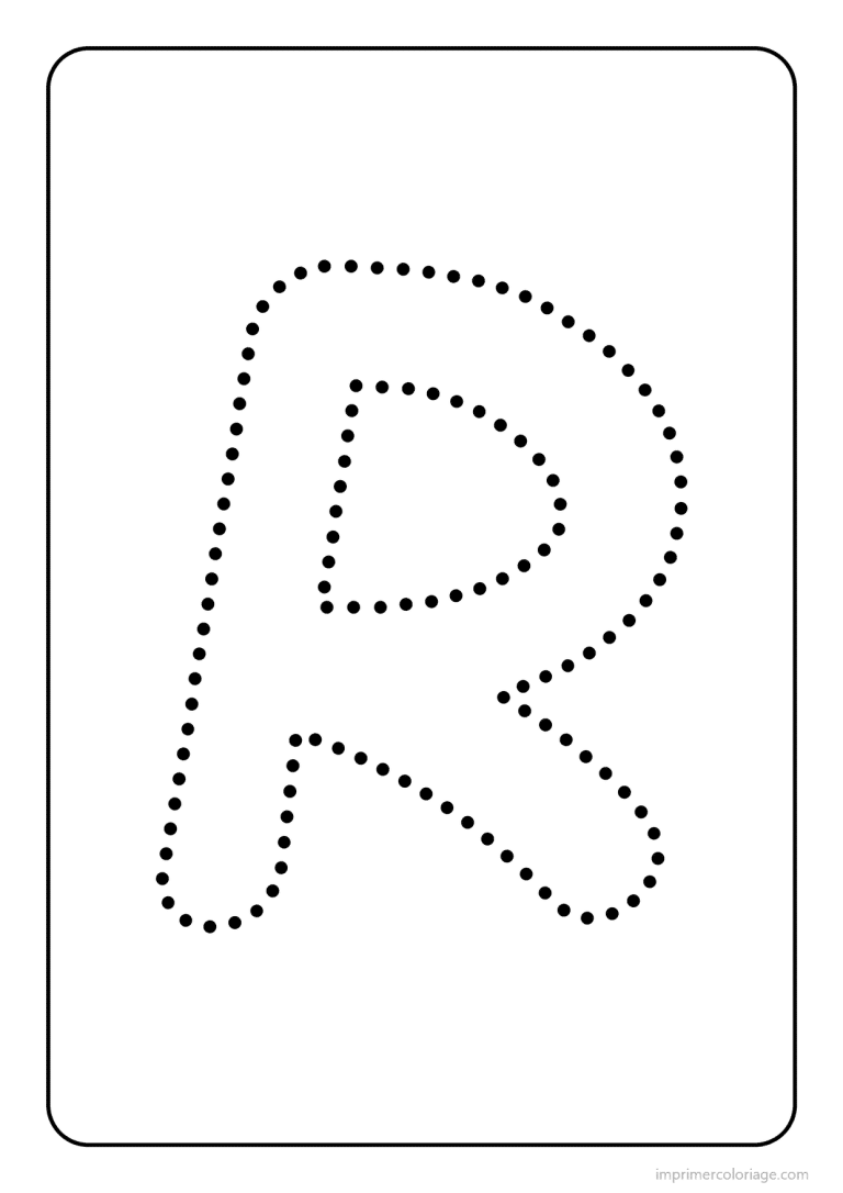 coloriage lettre r majuscule pointilles - dessin gratuit &agrave; imprimer