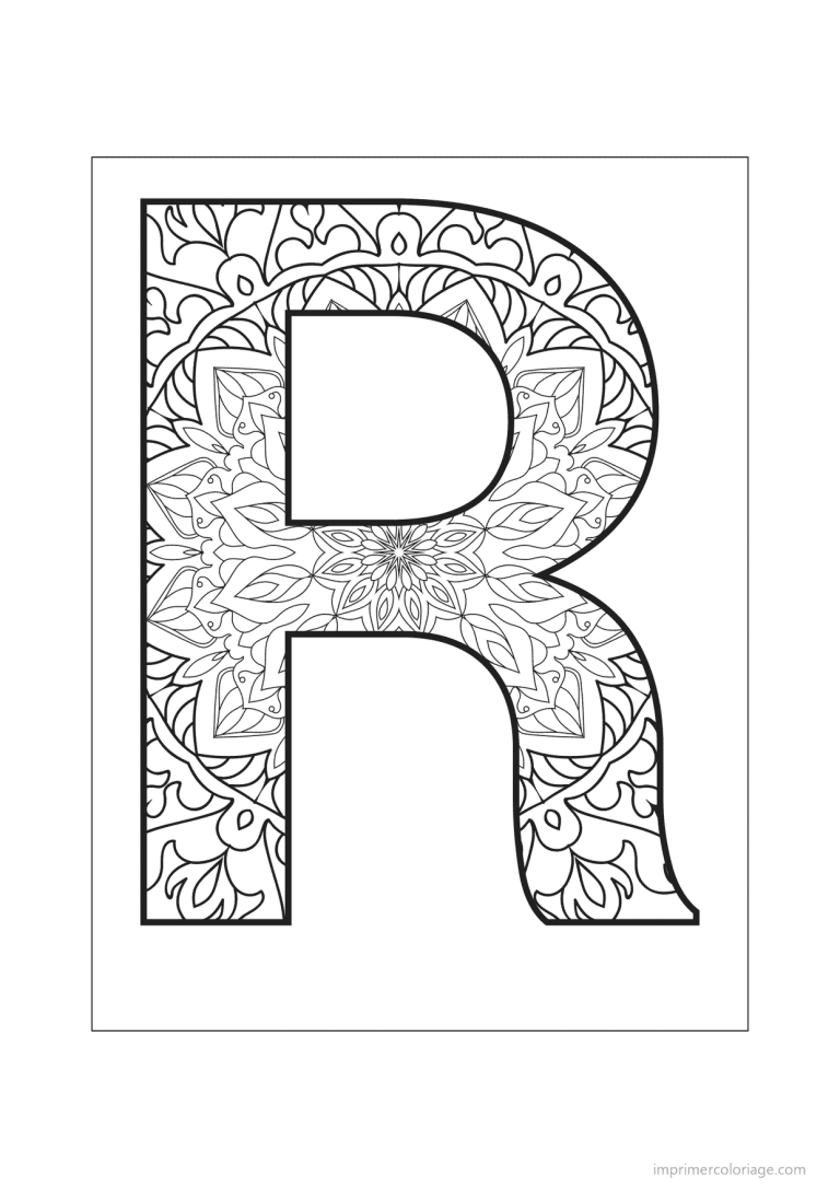 coloriage lettre r mandala - dessin gratuit &agrave; imprimer