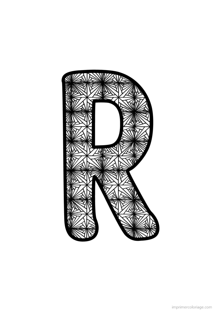 coloriage lettre r motif fleuri - dessin gratuit &agrave; imprimer
