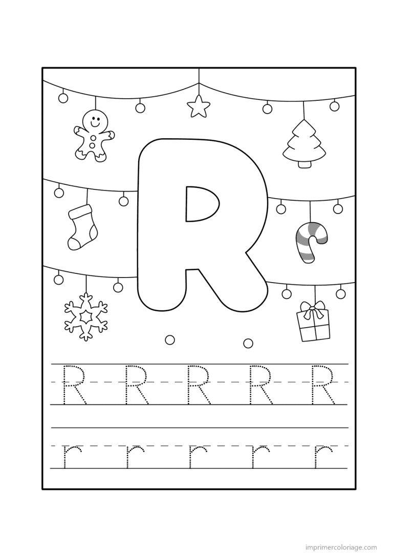 coloriage lettre r noel - dessin gratuit &agrave; imprimer