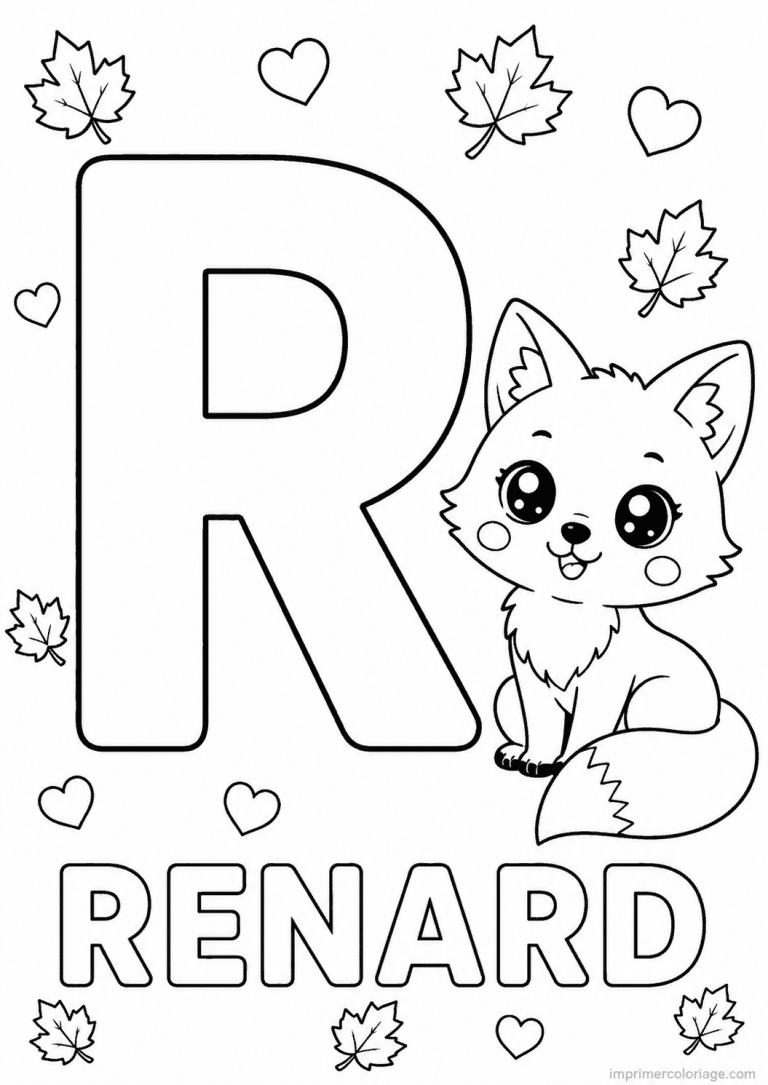 coloriage lettre r renard - dessin gratuit &agrave; imprimer