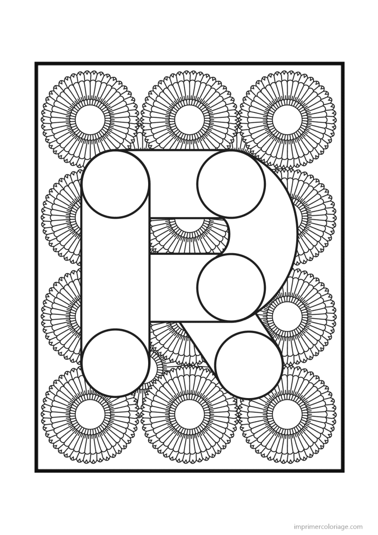 coloriage lettre r rosaces - dessin gratuit &agrave; imprimer