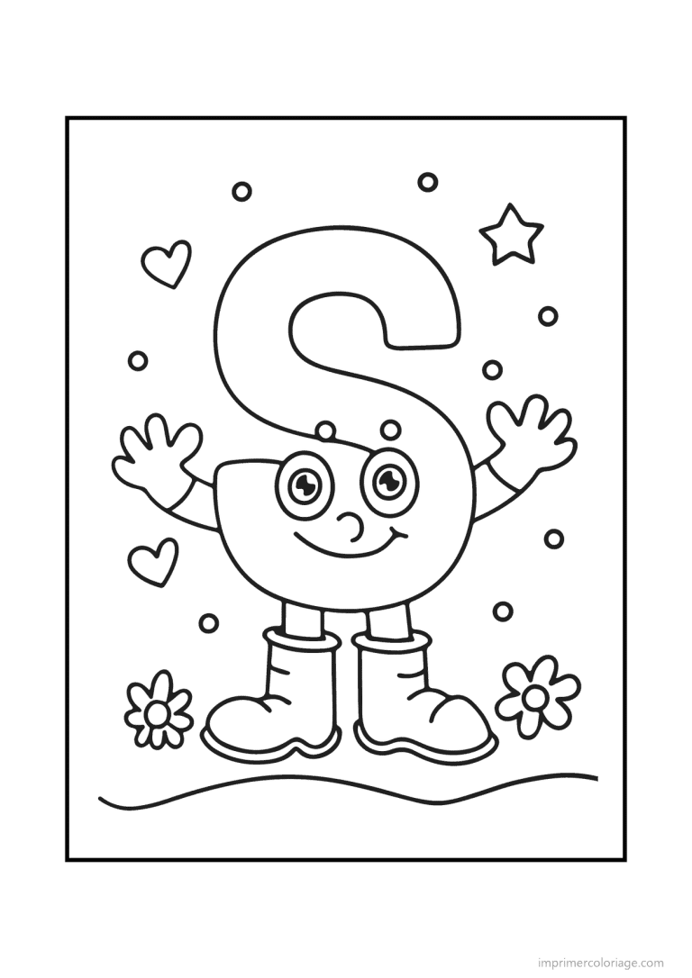 coloriage lettre s bonhomme souriant - dessin gratuit &agrave; imprimer