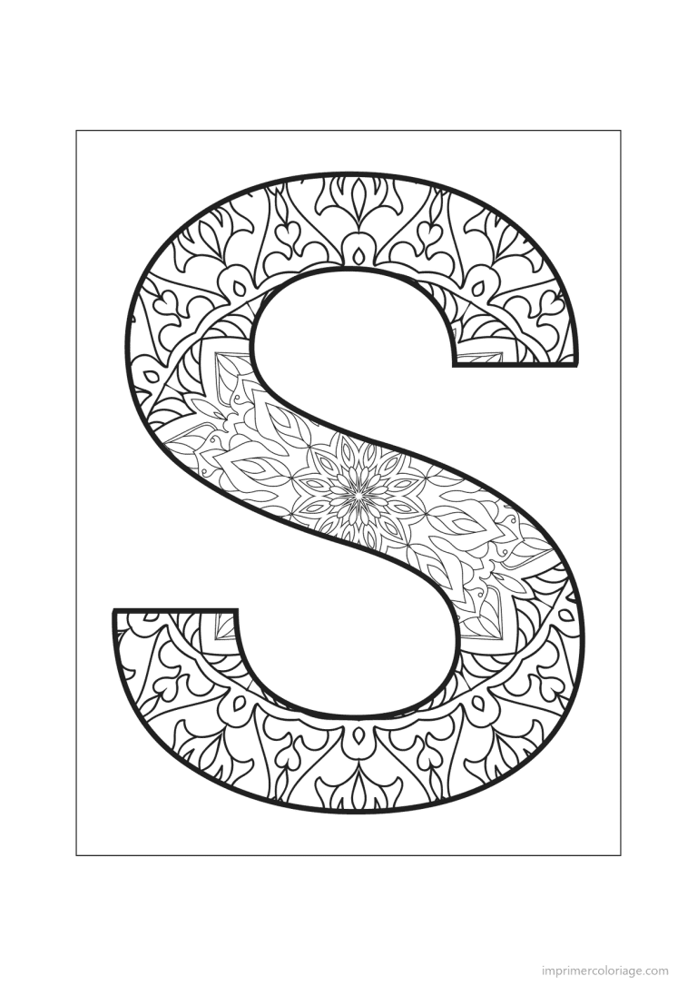 coloriage lettre s mandala - dessin gratuit &agrave; imprimer