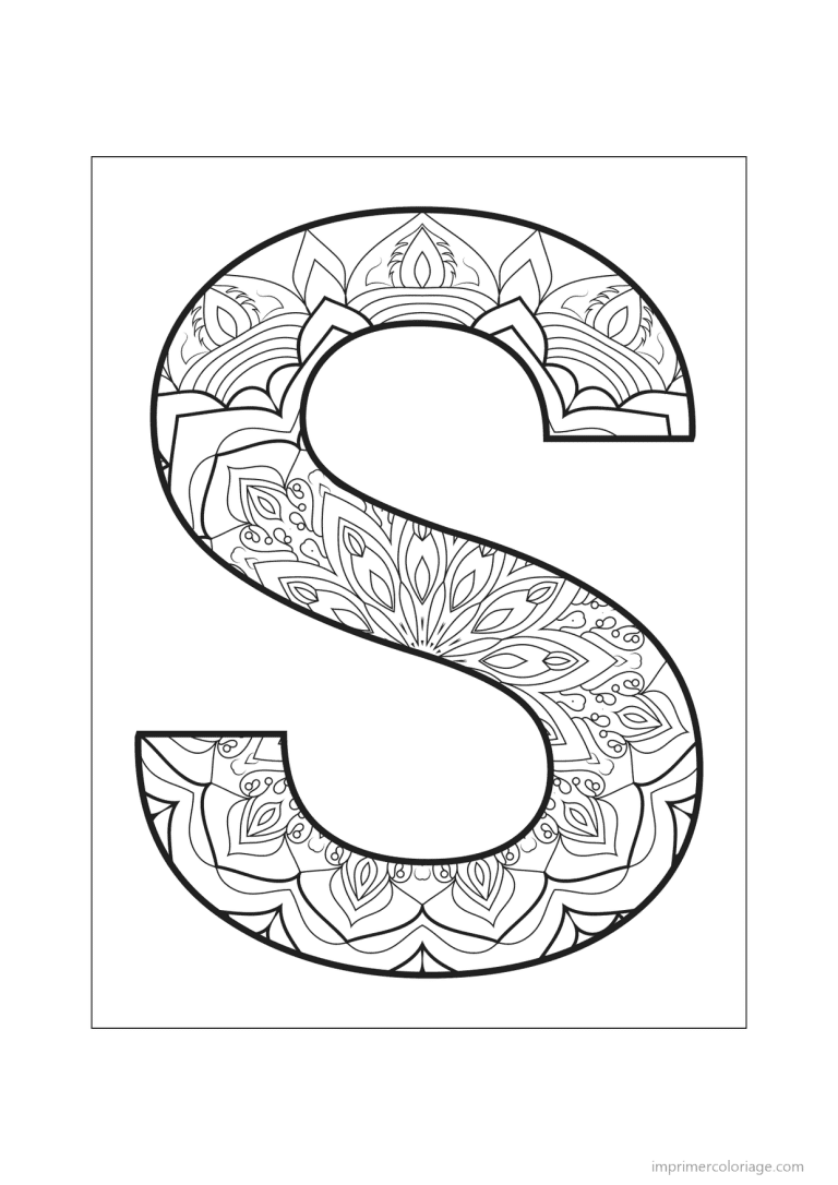 coloriage lettre s mandala fleuri - dessin gratuit &agrave; imprimer