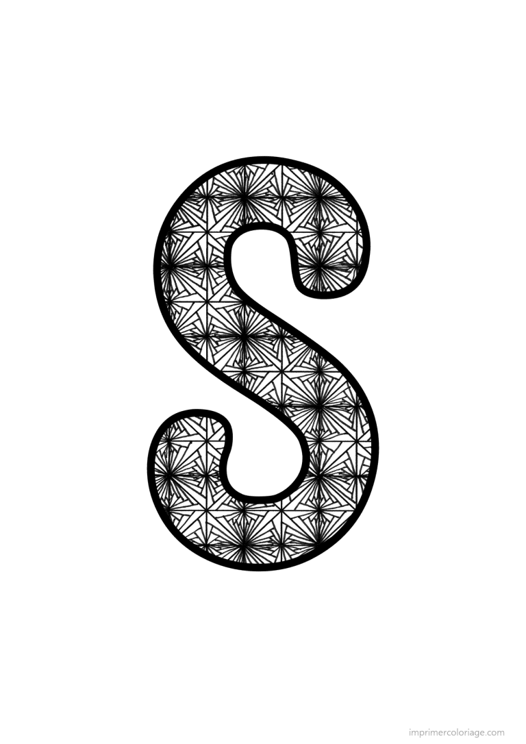 coloriage lettre s motif fleuri - dessin gratuit &agrave; imprimer