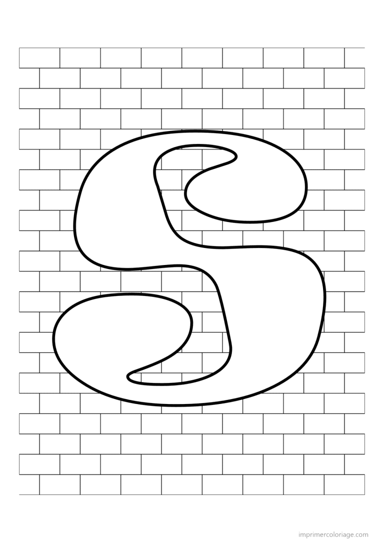 coloriage lettre s mur de briques - dessin gratuit &agrave; imprimer