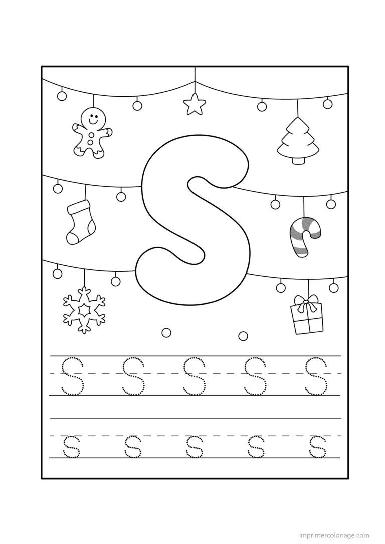 coloriage lettre s noel - dessin gratuit &agrave; imprimer