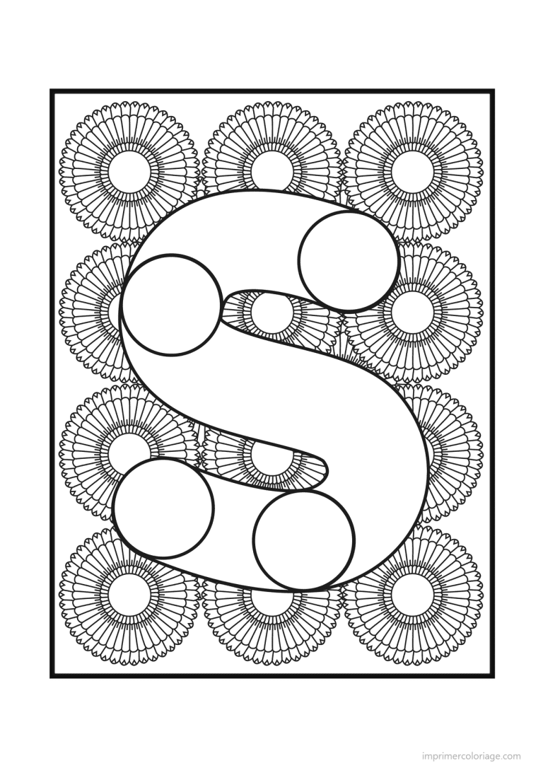 coloriage lettre s rosaces - dessin gratuit &agrave; imprimer