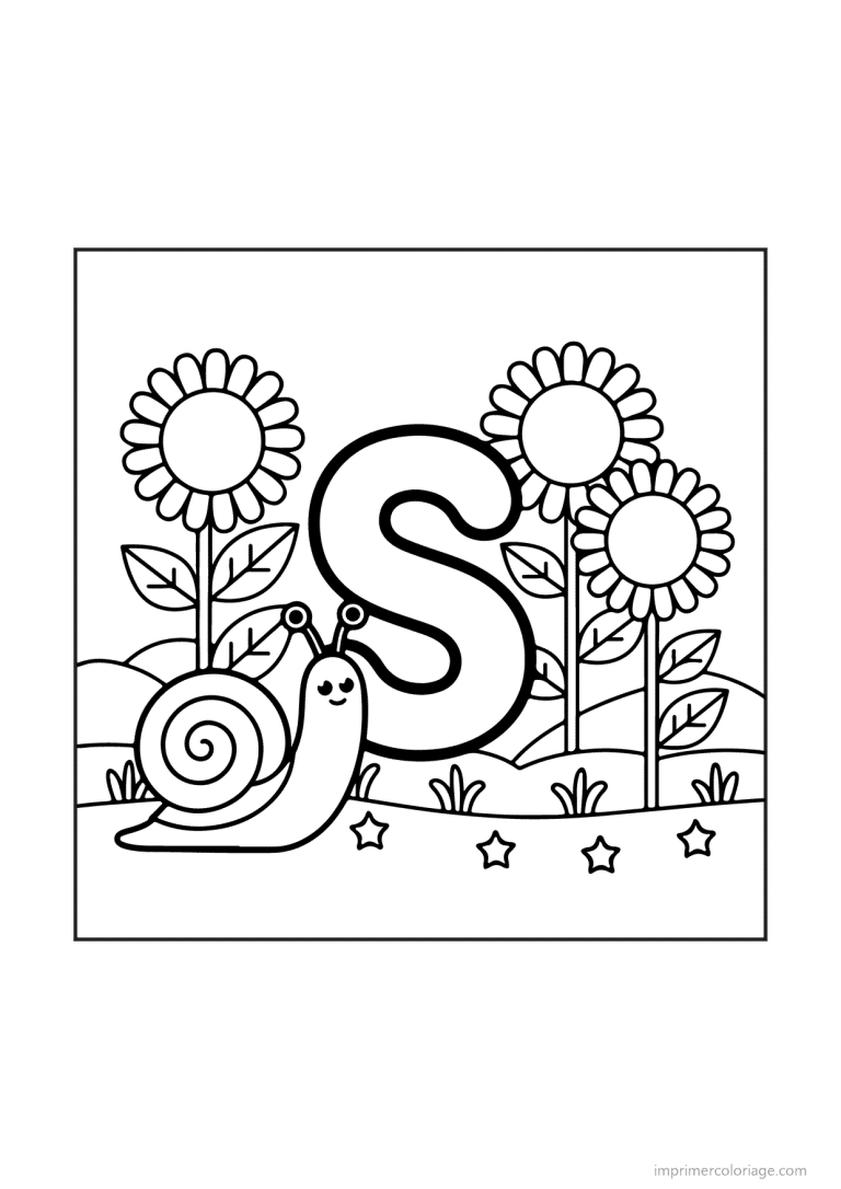 coloriage lettre s scene illustree - dessin gratuit &agrave; imprimer