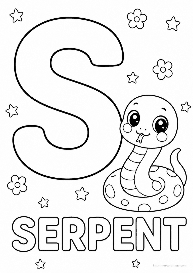 coloriage lettre s serpent - dessin gratuit &agrave; imprimer