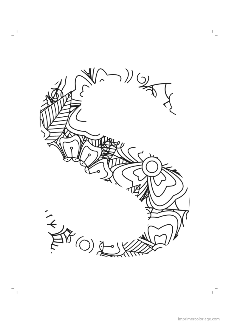coloriage lettre s zentangle - dessin gratuit &agrave; imprimer