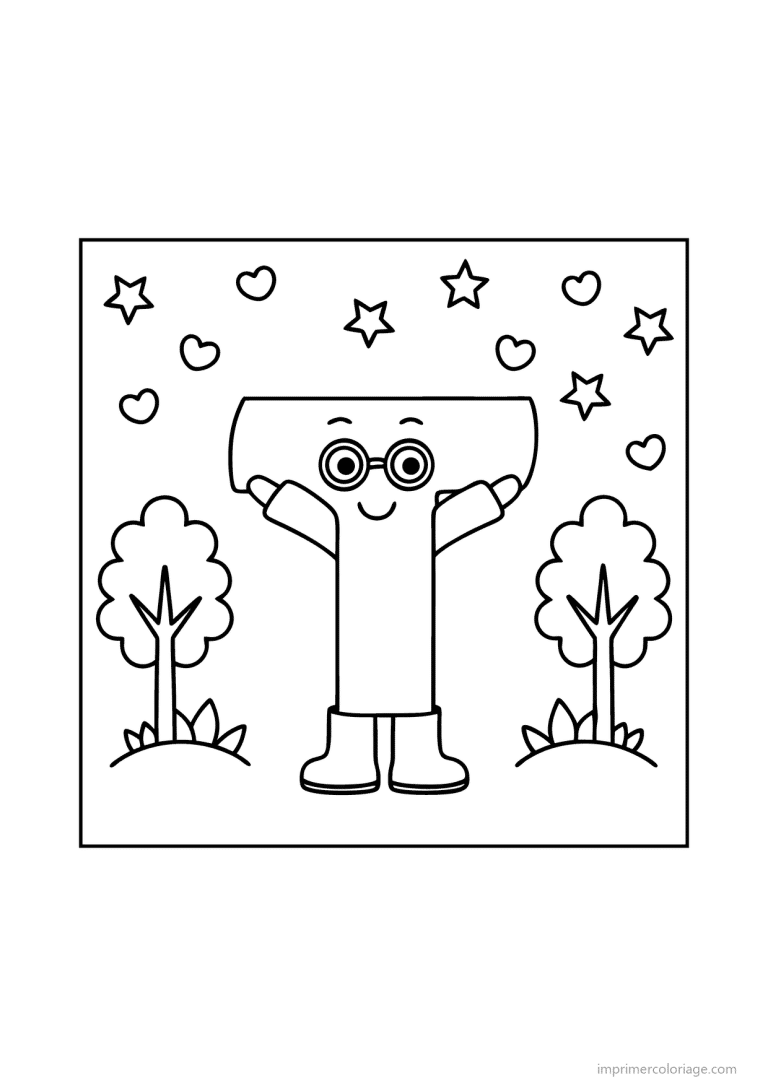 coloriage lettre t bonhomme etoiles - dessin gratuit &agrave; imprimer