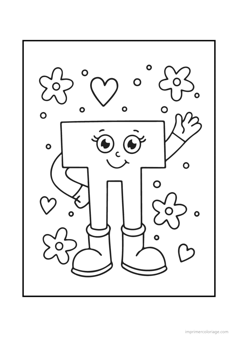 coloriage lettre t bonhomme souriant - dessin gratuit &agrave; imprimer