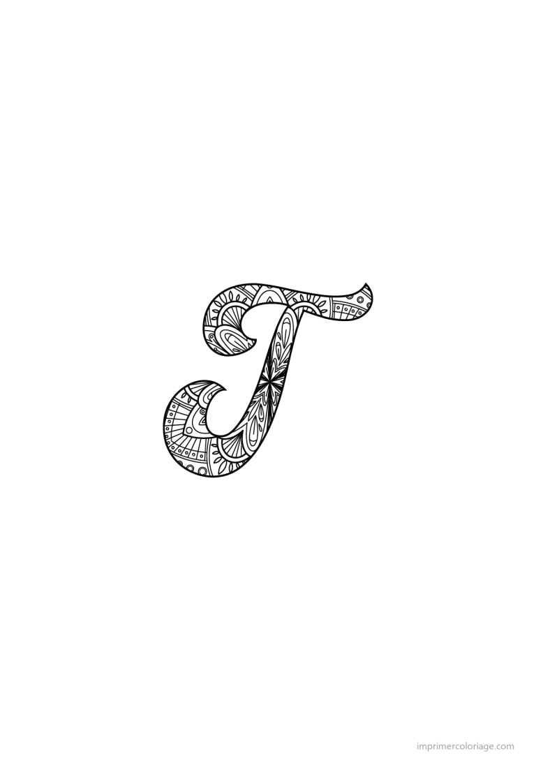 coloriage lettre t calligraphie - dessin gratuit &agrave; imprimer