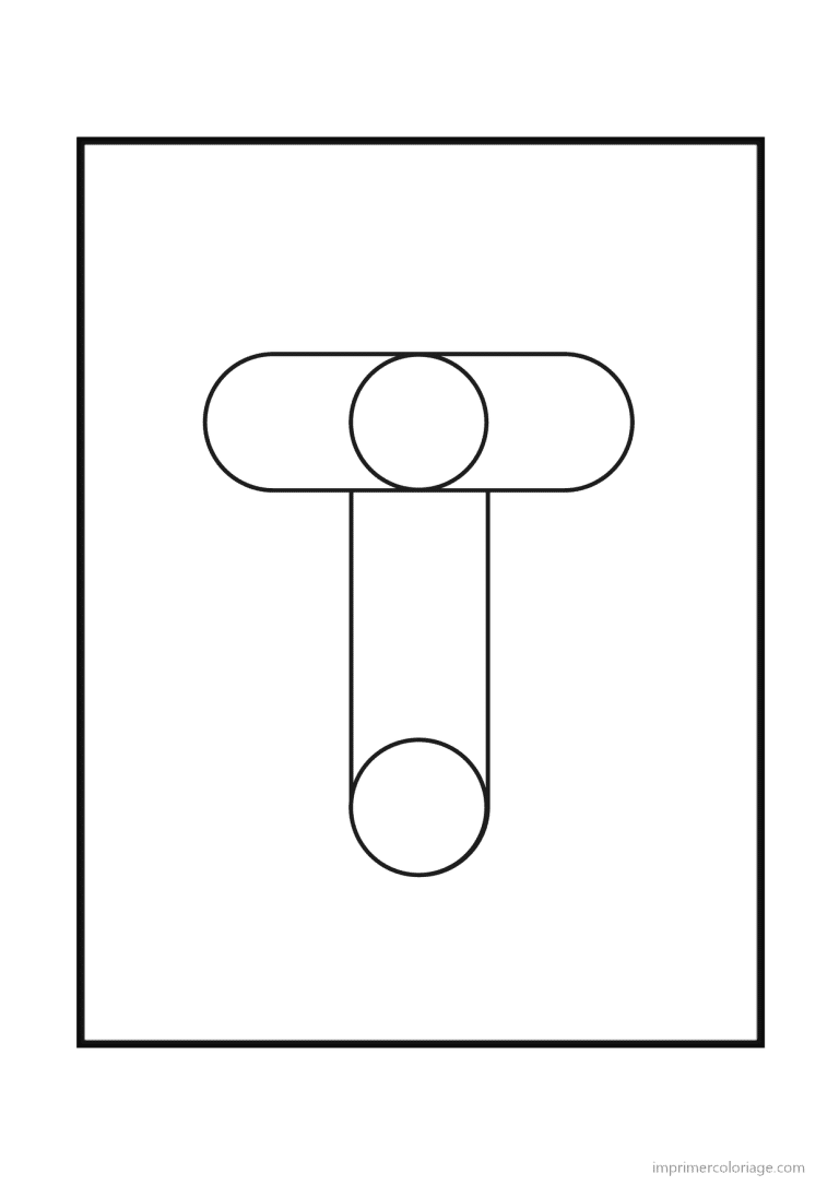 coloriage lettre t geometrique - dessin gratuit &agrave; imprimer
