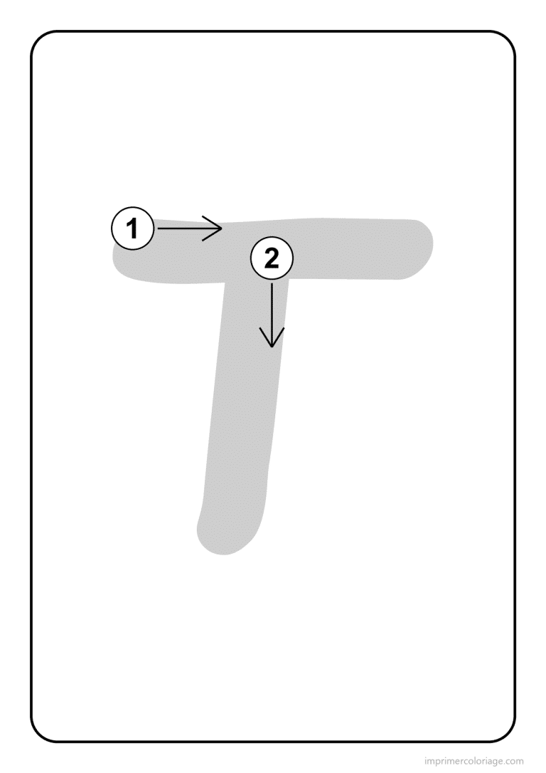 coloriage lettre t majuscule sens du trace - dessin gratuit &agrave; imprimer
