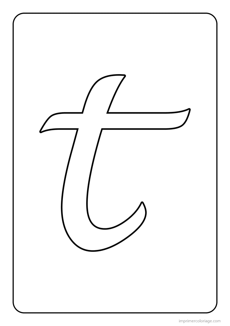 coloriage lettre t minuscule cursive - dessin gratuit &agrave; imprimer