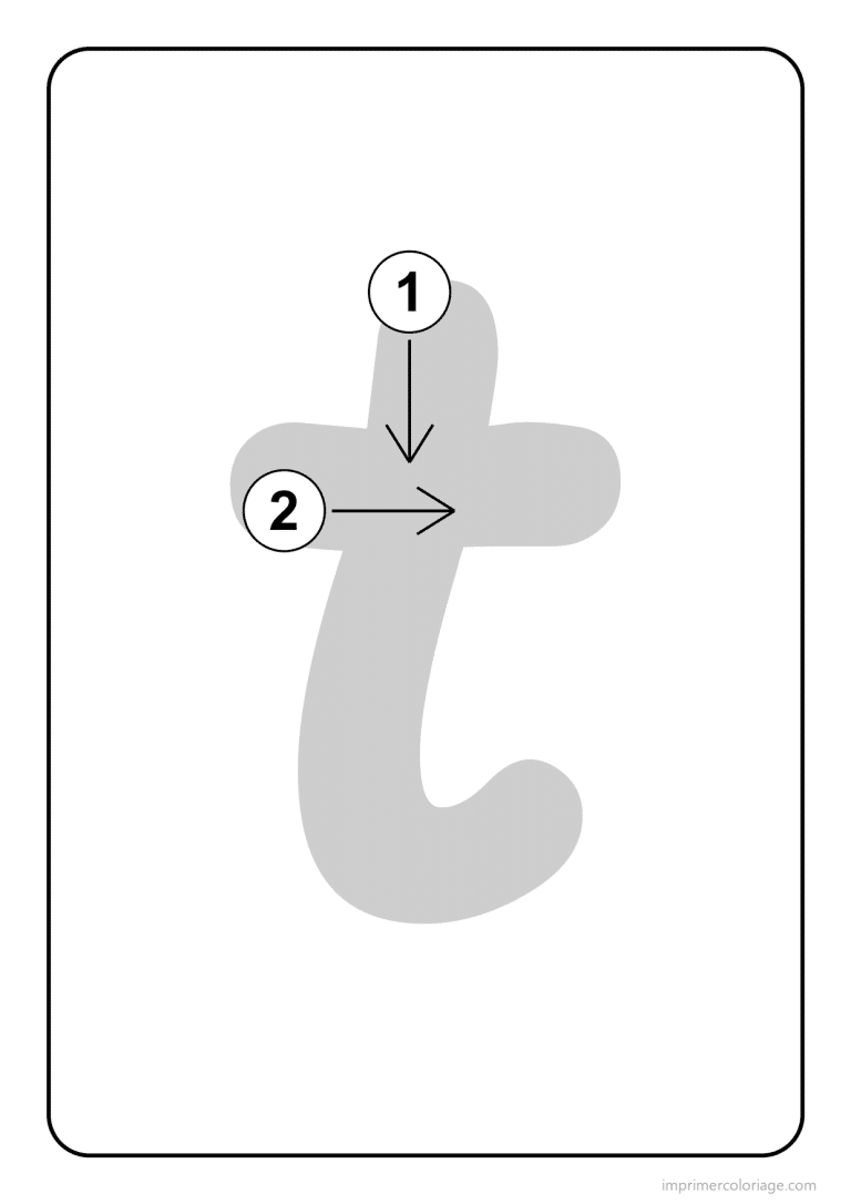 coloriage lettre t minuscule sens du trace - dessin gratuit &agrave; imprimer