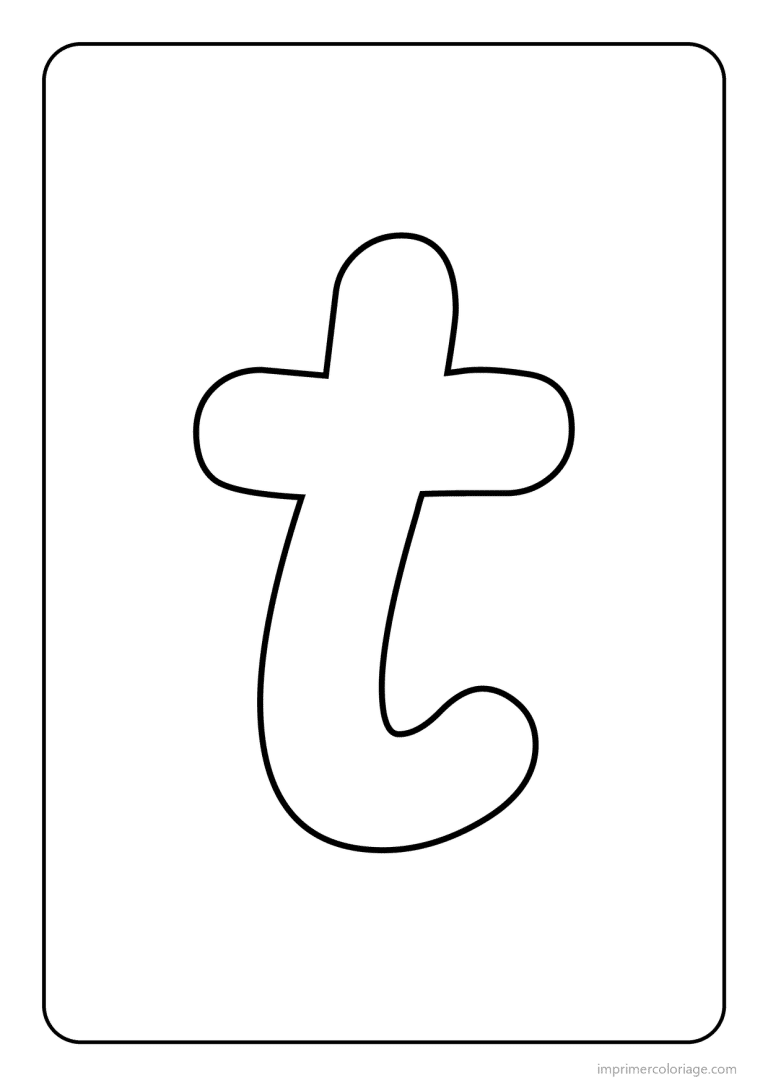 coloriage lettre t minuscule simple - dessin gratuit &agrave; imprimer