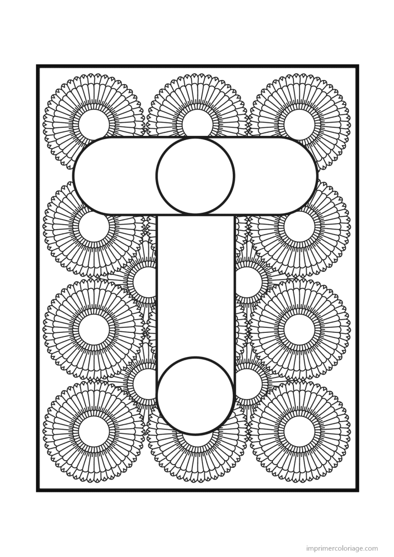 coloriage lettre t rosaces - dessin gratuit &agrave; imprimer