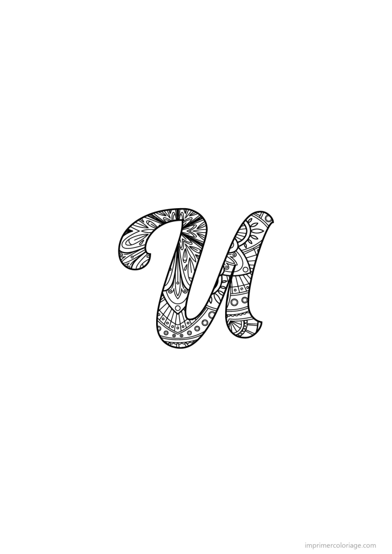 coloriage lettre u calligraphie - dessin gratuit &agrave; imprimer