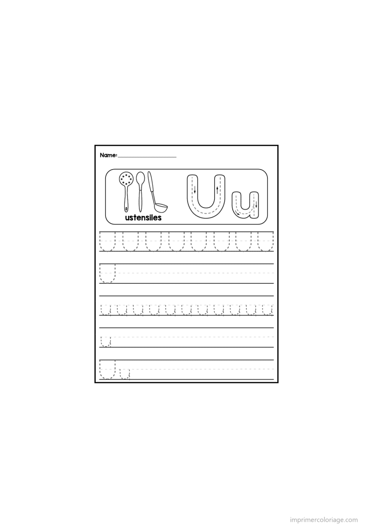 coloriage lettre u ecriture - dessin gratuit &agrave; imprimer