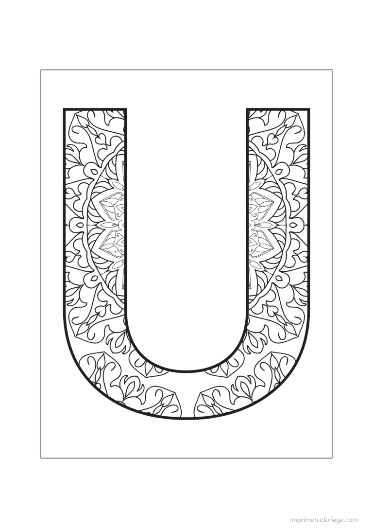 coloriage lettre u mandala - dessin gratuit &agrave; imprimer